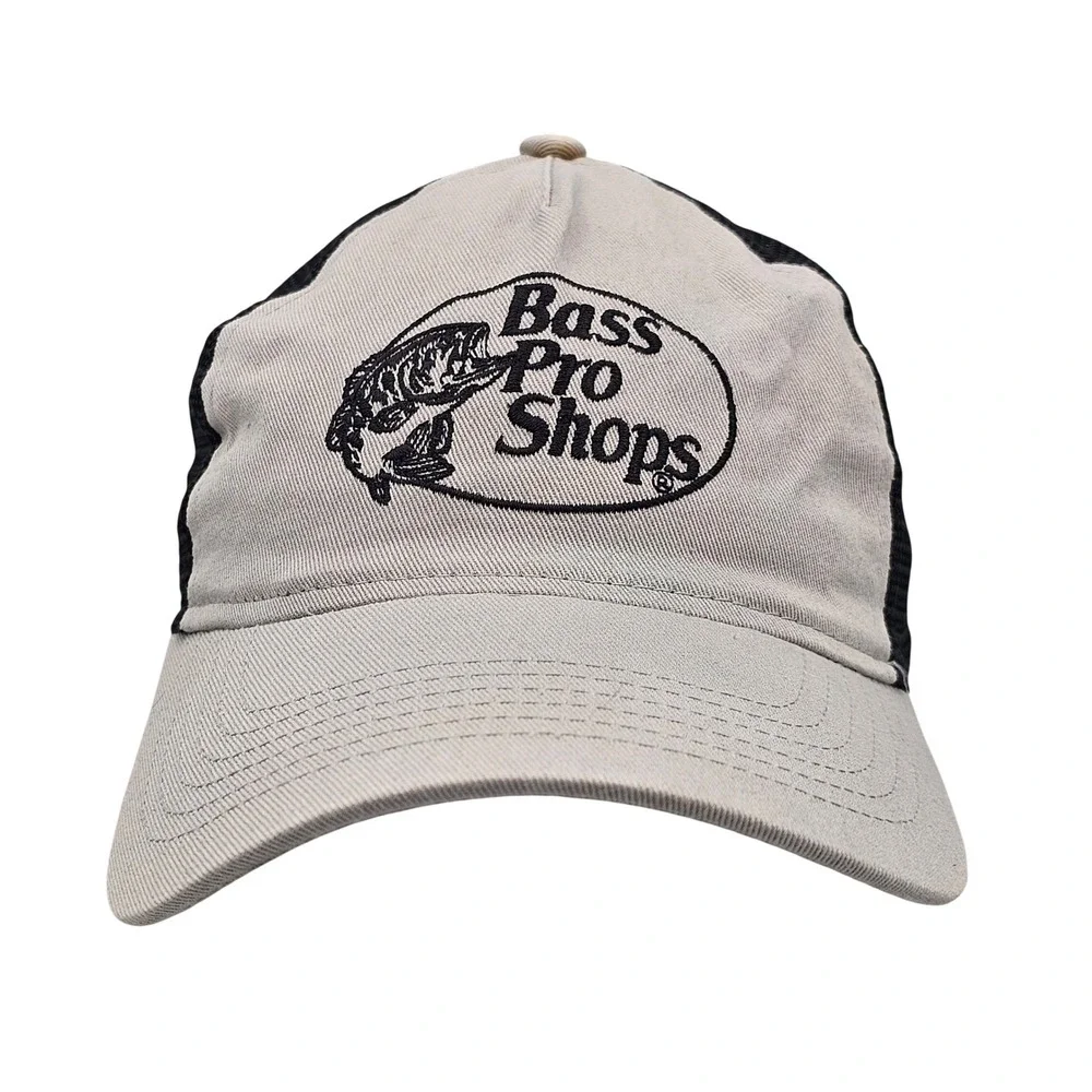 Bass Pro Shops‎ Youth Trucker Hat Tan Black Mesh Snapback Fishing Cap *
